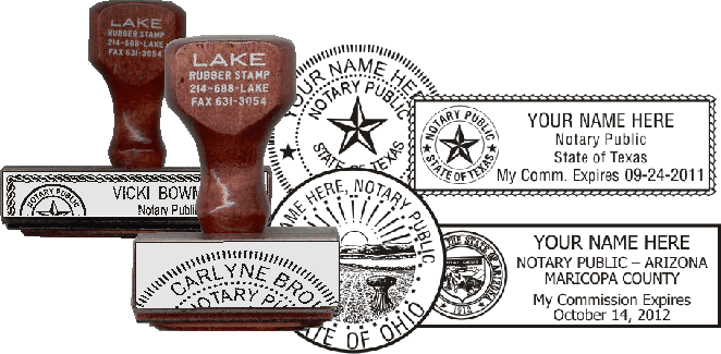 Notary Seal with Traditional Rubber Hand Stamp with real rubber die.